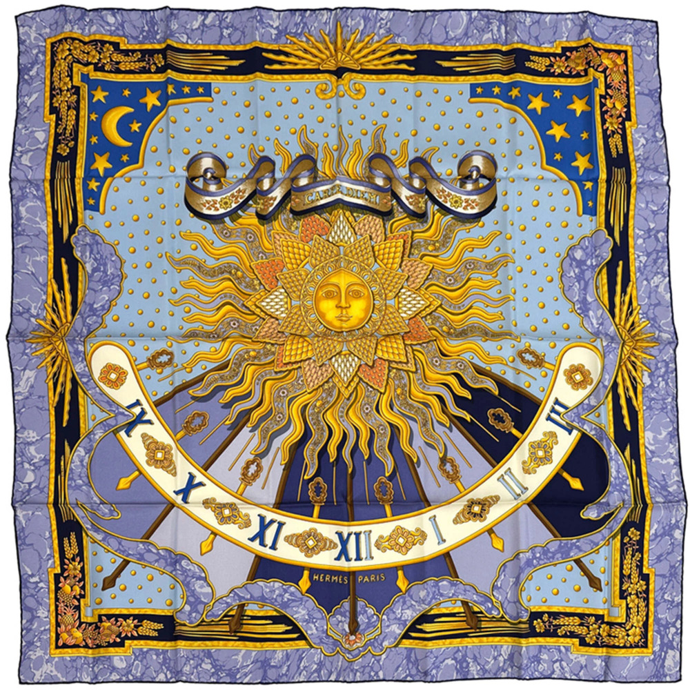 HERMES Blue Silk Scarf